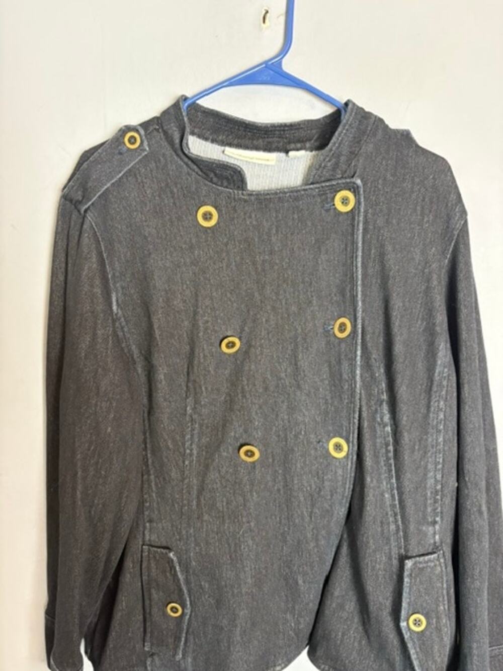 Coldwater Creek Womens Charcoal Gray Double Breasted Jacket Petite XL